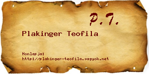 Plakinger Teofila névjegykártya
